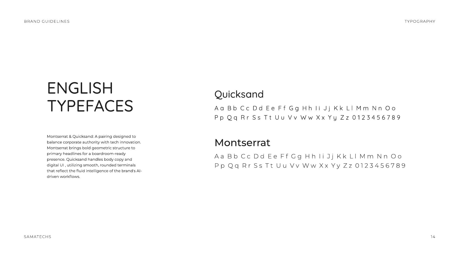 Samatechs English typography: Quicksand and Montserrat