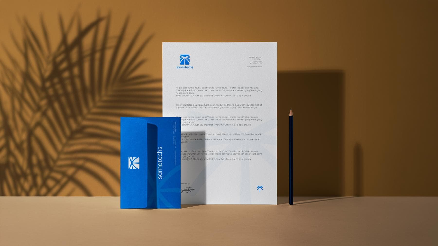 Samatechs branded letterhead and stationery