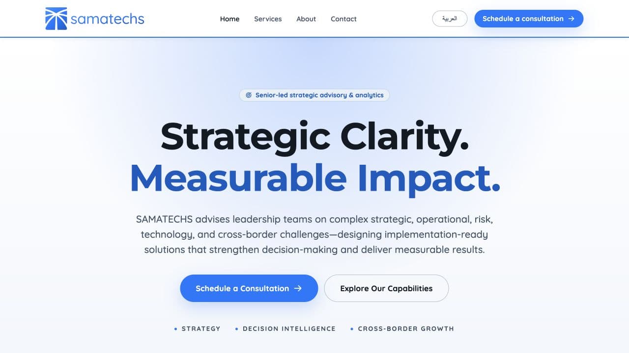 Selected Samatechs homepage design